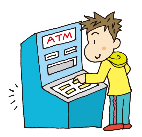 ATMを利用する男性
